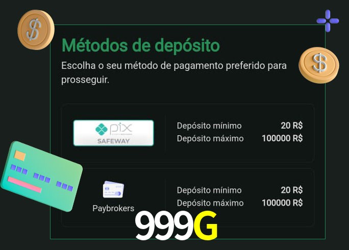 O cassino 999G oferece uma grande variedade de métodos de pagamento